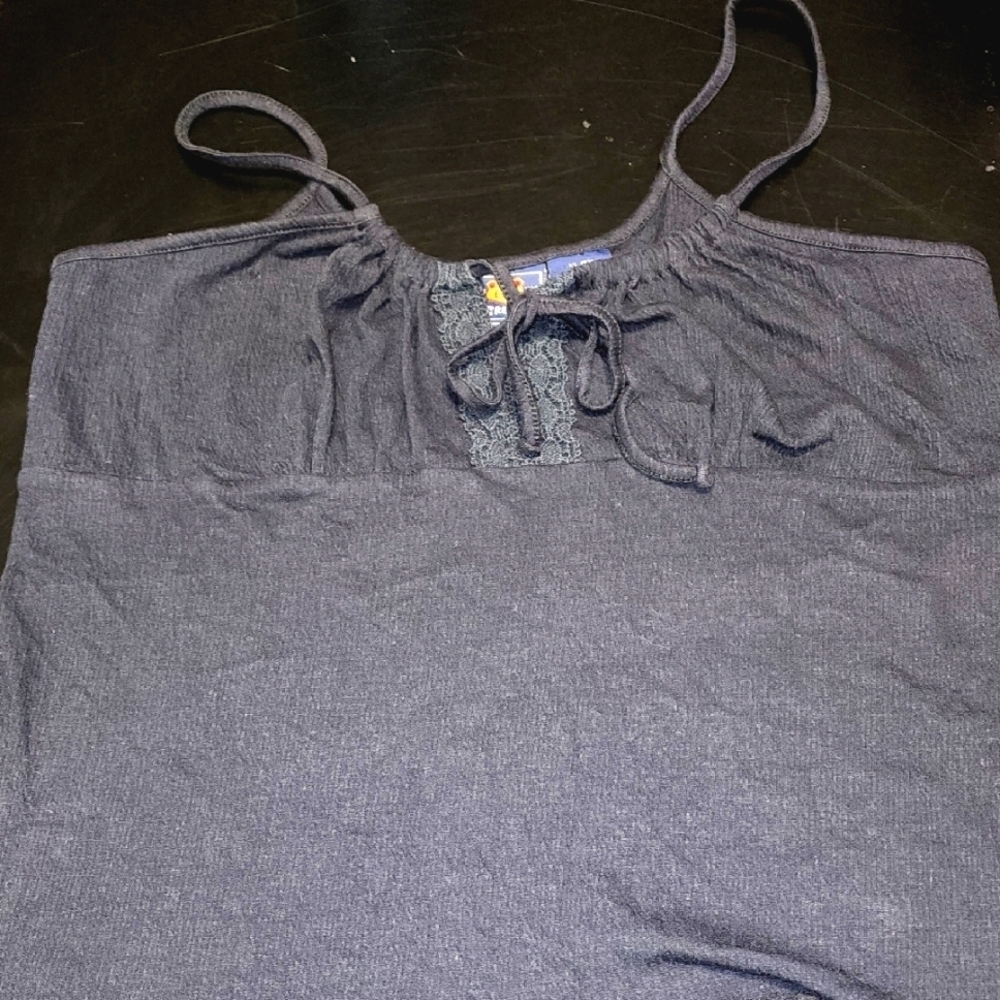 Women's Black Spaghetti Strap Peasant Style Tank Top Sz XL